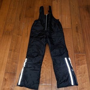 Kids Snow Bib Black with side leg reflector size S(7/8)